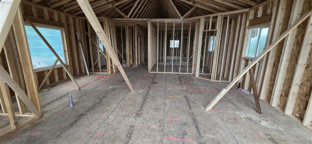 New home upper floor framed and roughed in